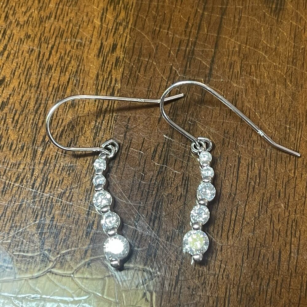 Sterling DL Brand CZ Journey Dangle Earrings